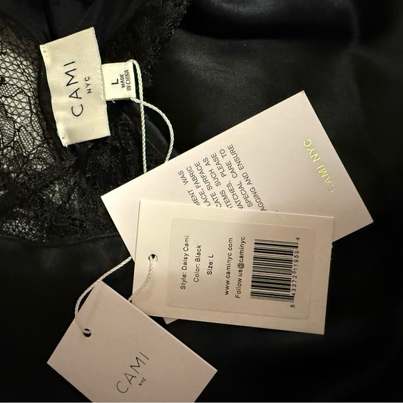 BRAND NEW WITH TAGS! 
CAMI NYC CAMISOLE 
Elegant Black Lace Trim Camisole - Picture 4 of 4